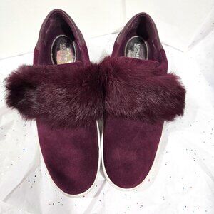 MIchael Kors Strap Suede Slide on Sneakers (Burgundy)